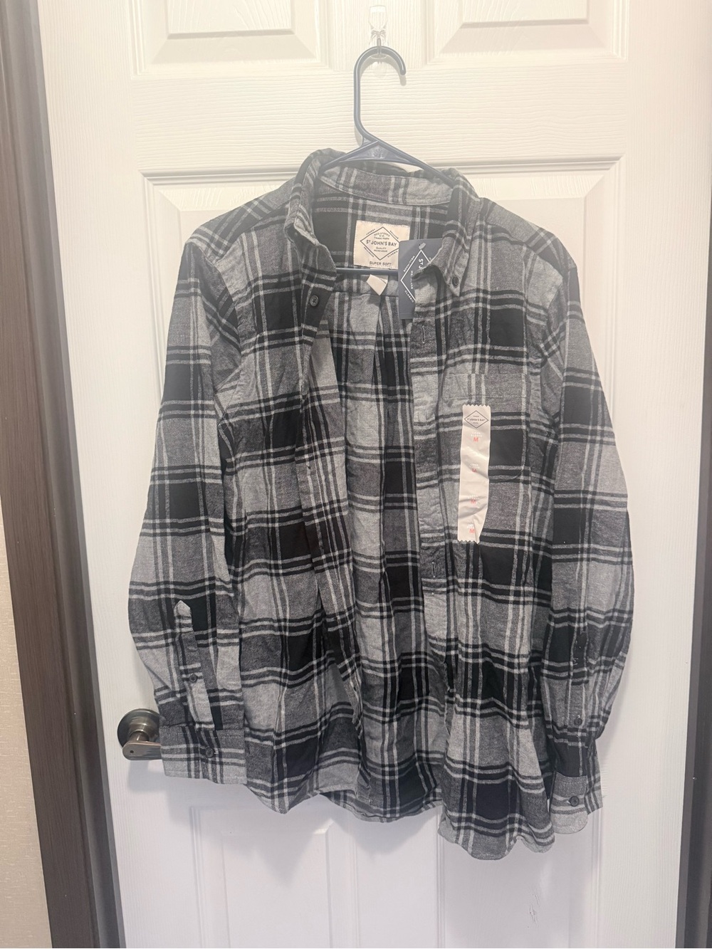 St. John's Bay Black and Gray Plaid Shirt-Jacket